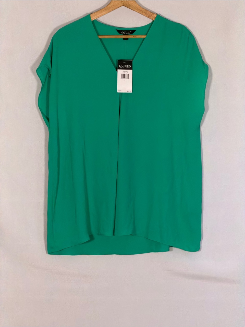 Lauren Ralph Lauren Emerald Green V-Neck Tunic Top Women’s Size L